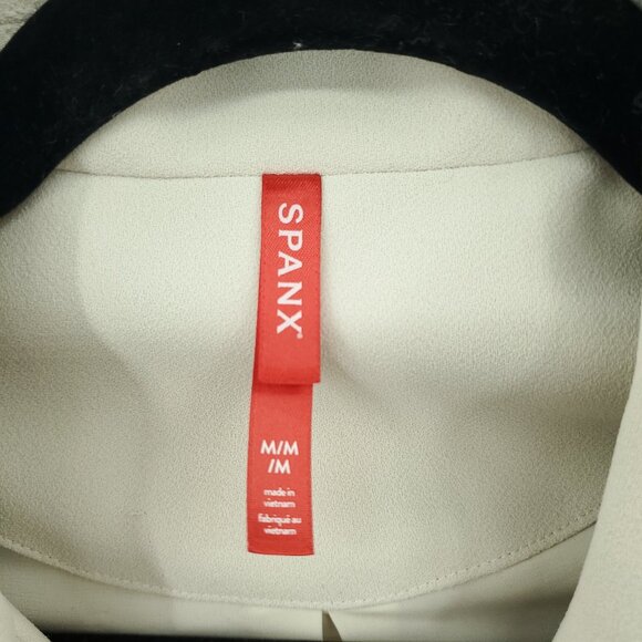 SPANX Carefree Crepe Wrap Blazer M Parchment (Cream/White) - Picture 5 of 16